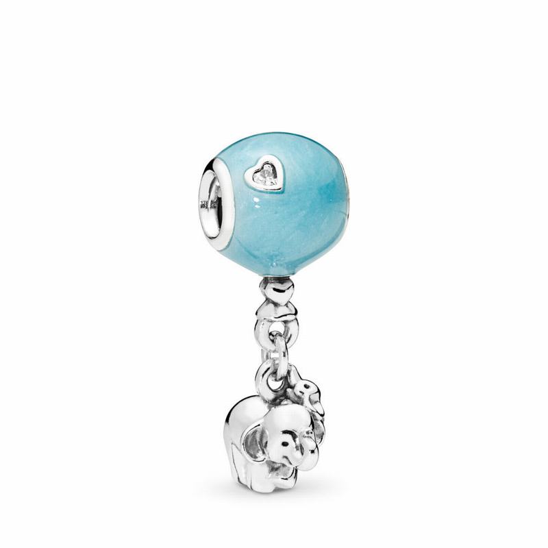 Pandora Australia Elephant & Blue Balloon Dangle Charm - Sterling Silver | MJGRIC827